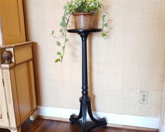 Two black painted wooden pedestals, appr. 39 inches tall