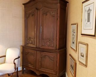 Antique French cupboard, appr. 8 feet 3 inches tall by 4 feet 8 inches wide by 21 inches deep