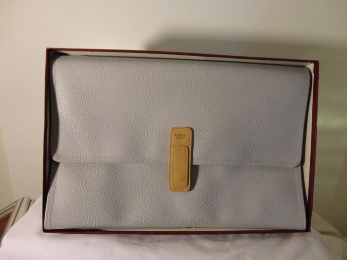  Soft Blue LeatherSaddle River Computer Clutch