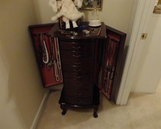 8 drawer Jewelry Cabinet (Jewelry not included but sold individually)with 2 side panels. Lots and lots of jewelry at this sale!