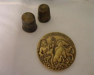 Sterling Silver Thimbles / Shellback "Imperium Neptuni Regis" Challenge Coin