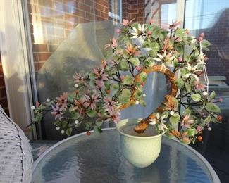 Jade Bonsai Tree Chinese Glass Agate Asian Flowers in Celadon Pot