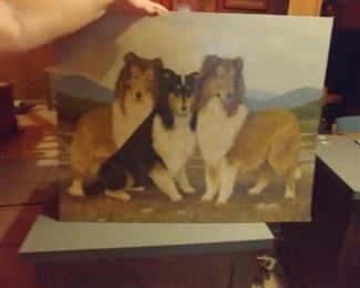 Hand painted trio of Collies