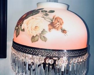 Victorian piano/ parlor floor lamp with crystal chandelier icicle prisms