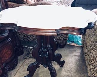 Eastlake mahogany table with marble top