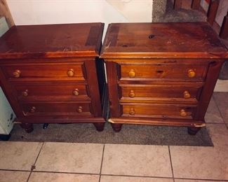 Contemporary pine wood end table and matches coffee table