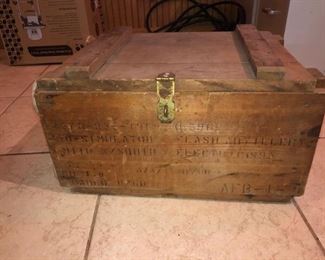 Vintage wood shipping box for ammunition