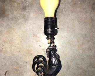 Vintage iron rooster wall hung electric light
