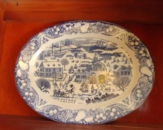 Platter depicting Christmas scene