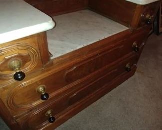 Victorian era walnut dresser with marble top (matches bed) circa 1870