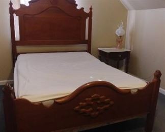 Victorian High Back full size bed with wooden rails (circa 1870)