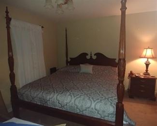 Bassett king size four poster bed made of cherry wood