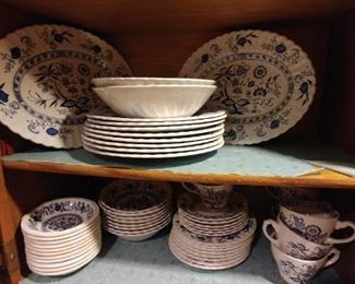 Vintage Blue Nordic Meakin Eight Place Setting & Serving Pieces for Dinnerware Dishes made in England