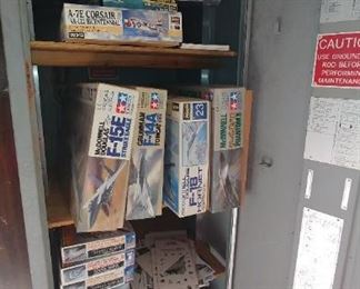 Metal cabinet taken from the SS Saratoga Navy ship. Plus, there are vintage ship models in original boxes including the SS Saratoga