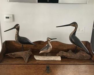 Hand carved shore birds