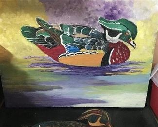 Original Duck painting and Duck Couroc tray