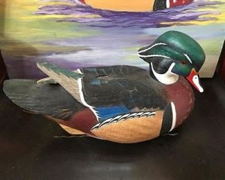 Hand carved and hand painted duck