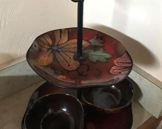 Pottery serving tray