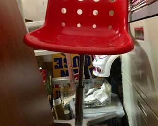 Molded Red Chair/ Model Loft Metal Base by Robin Day Design