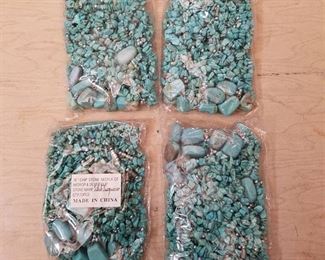 four bags of 18in Chip Stone necklaces- stab turquoise