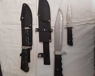 2 sets of knives with sheaths