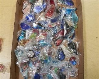 assorted glass pendants- spoons, heart, teardrops- approximately 85 pieces total