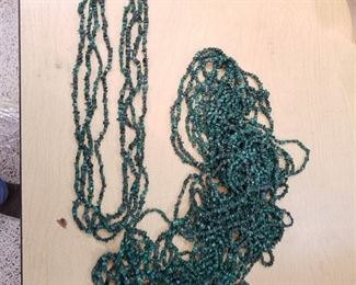 approximately 30 beaded strands of malakite