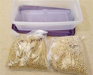 large lot of jewelry beads - two different sizes with tote