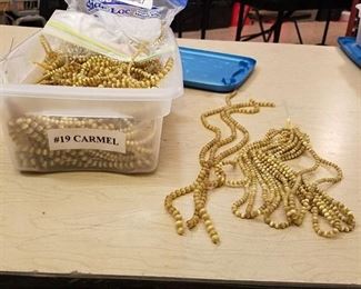 large lot of number 19 carmel beaded strands - 2 different sizes