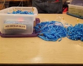 large lot of number 32 ocean blue stranded beads - two different sizes