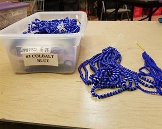 large lot of number 3 cobalt blue beaded strands with tub