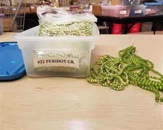 large lot of number 22 Peridot green beaded strands - 2 different sizes