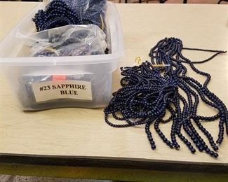 large lot of number 23 sapphire blue beaded strands - two different sizes