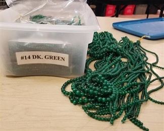 large lot of number 14 dark green stranded beads - 2 different sizes