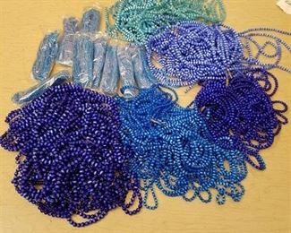 very large lot of assorted blue beaded strands