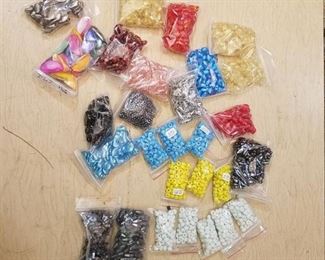 approximately 25 bags of jewelry beads assorted colors shapes and sizes