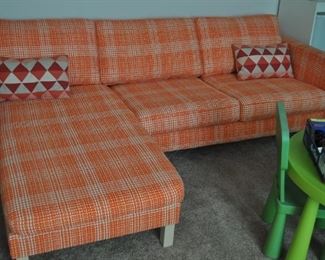 Ikea orange/white sofa with chaise