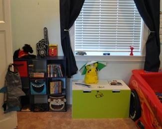 Boys rooms: clothing size 5-7, books, games, bedding, Little Tykes race car bed, dressers, bookshelves, toys