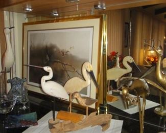 Wood and Brass Bird Figurines 