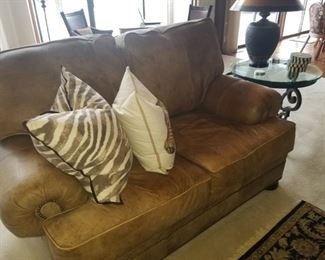 Leather loveseat, matching sofa 