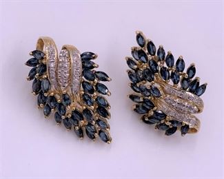 Stunning gold, sapphire and diamond earrings