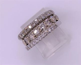 Stackable diamond bands, white gold and platinum