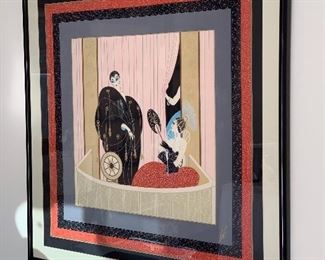 Framed Erte signed scarf