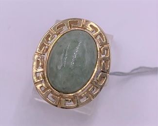 14K gold and jade ring