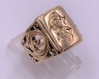 Heavy monogrammed ring
