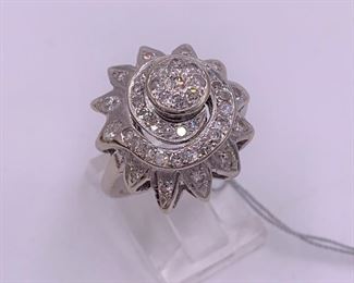 Vintage 14K white gold and diamond ring.
