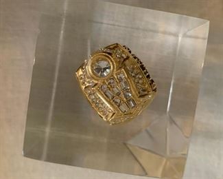 Bulls commemorative ring in lucite cube