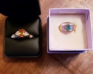 18k Yellow Gold Diamond Mandarin Garnet Ring                    10k Yellow Gold Emerald Diamond Ring