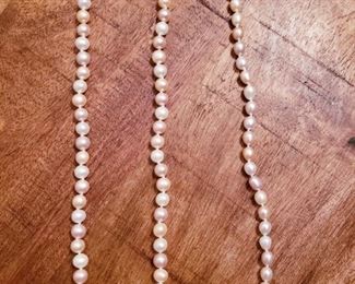 14k Gold Pink and White Pearl Necklace and Bracelet