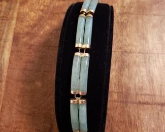 14k Yellow Gold Jade Bracelet